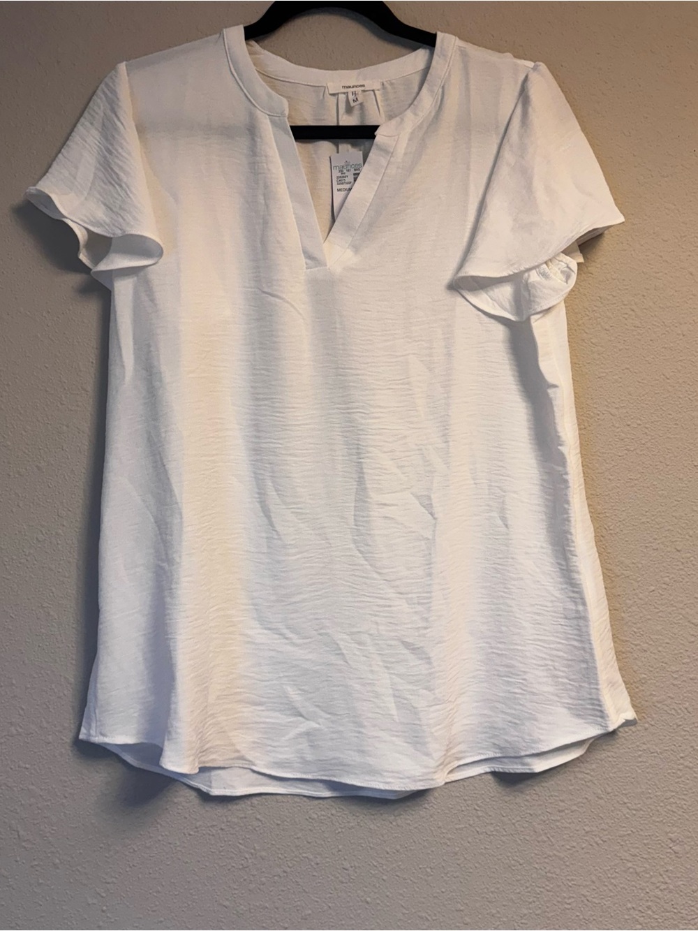 NWT Maurices White Flutter Sleeve V-Neck Blouse